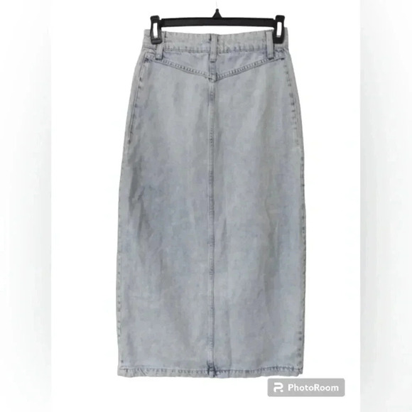 Free People Long Denim Button Up Midi Skirt Size 0 - Picture 2 of 3